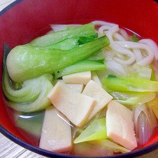 チャチャッと♪チンゲンサイと高野豆腐のうどん